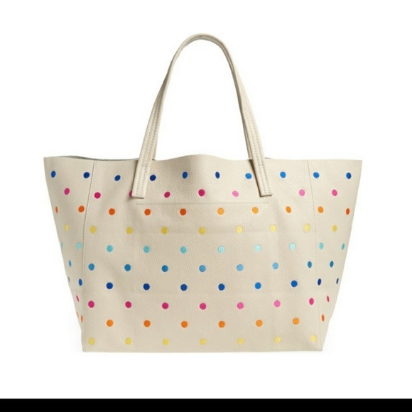 SOLD - Kurt Geiger Oversized XL Italian Leather Polka Dot Tote - "Viloet Tote" - Picture 2 of 8